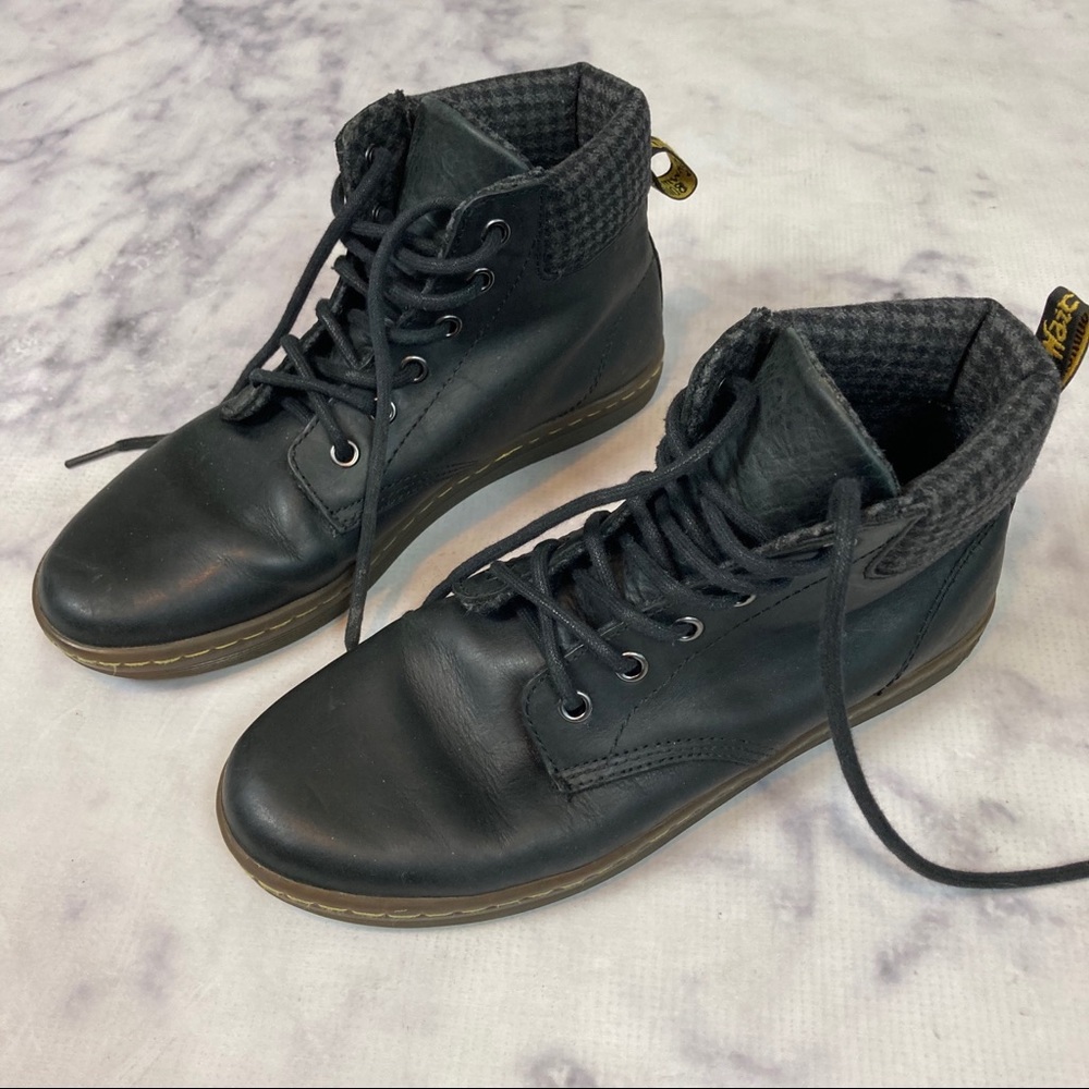 dr. marten flannel maelly greasy high top shoes